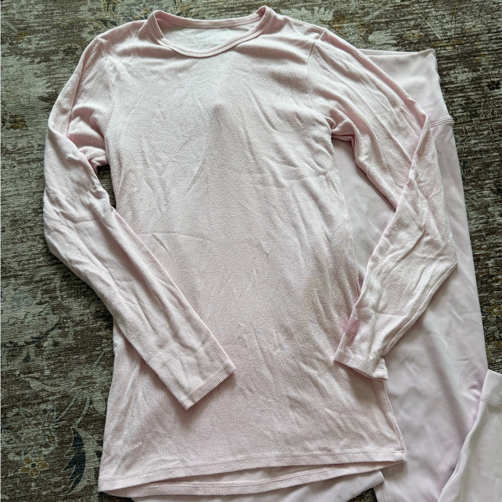 Light Pink Set Active Long Sleeve Top and Pants Set